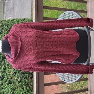Burgundy Cable Knit Sweater